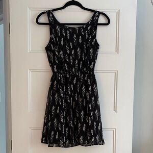 Black Feather Print Dress